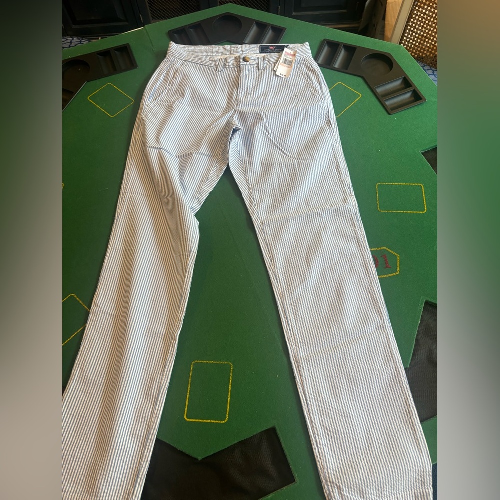 Vineyard vines seersucker pants baby side blue small 28x32 brand new with tags